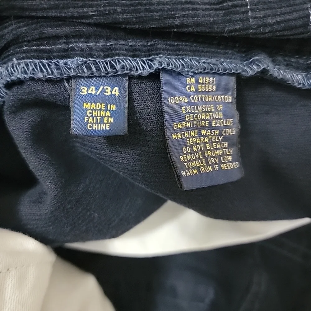 Vintage Ralph Lauren Corduroy Straight Fit Pants Navy Blue Men’s Size 34X34 EUC